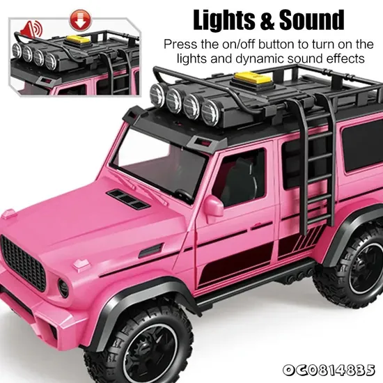 Wholesale Pink 1: 14 Scale off-Road Light Sound Car Friction Kids Plastic Model for Kids