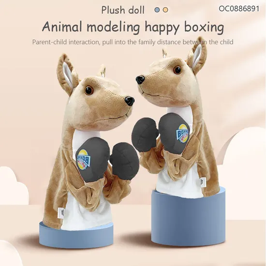 Wholesale Stuffed Custom Children Sports Sets Kangaroo Hand Puppet Plush Toy with Sound