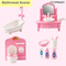 Wholesale Makeup Dressing Plastic Pink Baby Toy Bathroom Bedroom DIY Plastic Doll House Toys Set