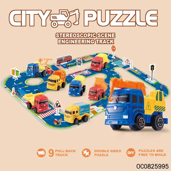 Wholesale Children's Educational Track Kids Car Toy Play Set Pull Back Engineering Truck Toys Set