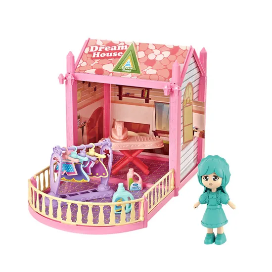 Wholesale Miniature DIY Creative Plastic Castle Building Blocks Mini Doll House Miniatures Furniture