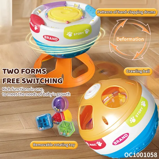 Wholesale Plastic Learning Exercise Shapes Baby Musical Montessori Drum Bellball Toys with Music and Sound