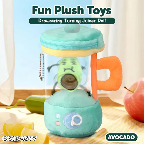 Wholesale Stuffed Baby Pull Line Spinning Portable DIY Pretend Play Electric Plush Educational Mini Juicer Machine Toy