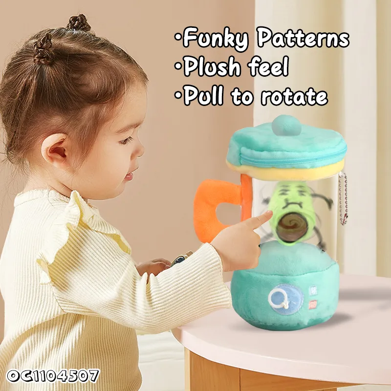 Wholesale Stuffed Baby Pull Line Spinning Portable DIY Pretend Play Electric Plush Educational Mini Juicer Machine Toy