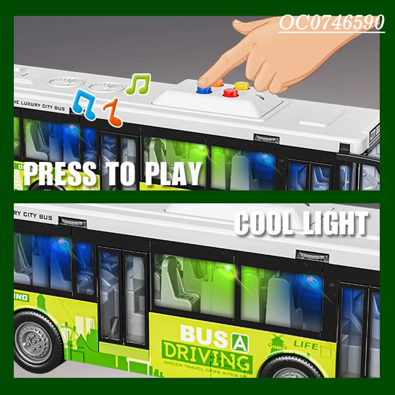 Wholesale Plastic Battery Operated Friction Bus Model Kids Car Set Toys with Light Sound
