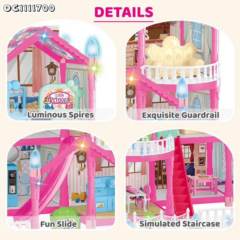 Wholesale Baby Pink Girls Room Doll House Furniture Living Plastic Children House Play Room Gifts Set for Children