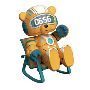 Wholesale Toy Plastic Intelligent Fashion Bear Robot Alarm Clock for Kids with Light Sound