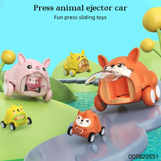 Wholesale Small Plastic Cartoon Car Pullback Friction Animal Toys for Kids