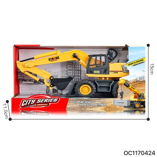 Wholesale 1: 14 Scale Mini Kids Plastic Toy Car Construction Friction Truck Model with Light and Sound