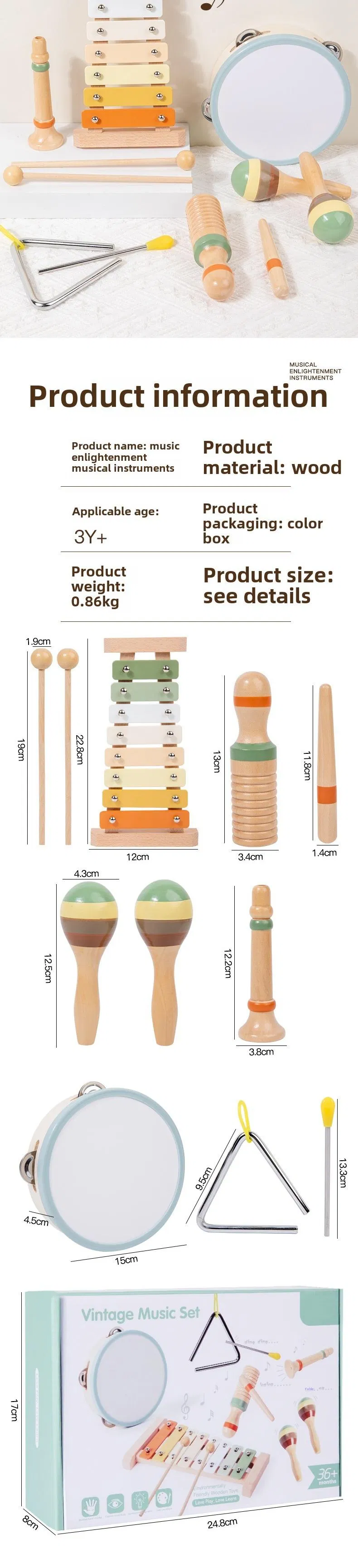 Wholesale Happy Plastic Music Instrument Set Toy Kids Educational Hand Drum