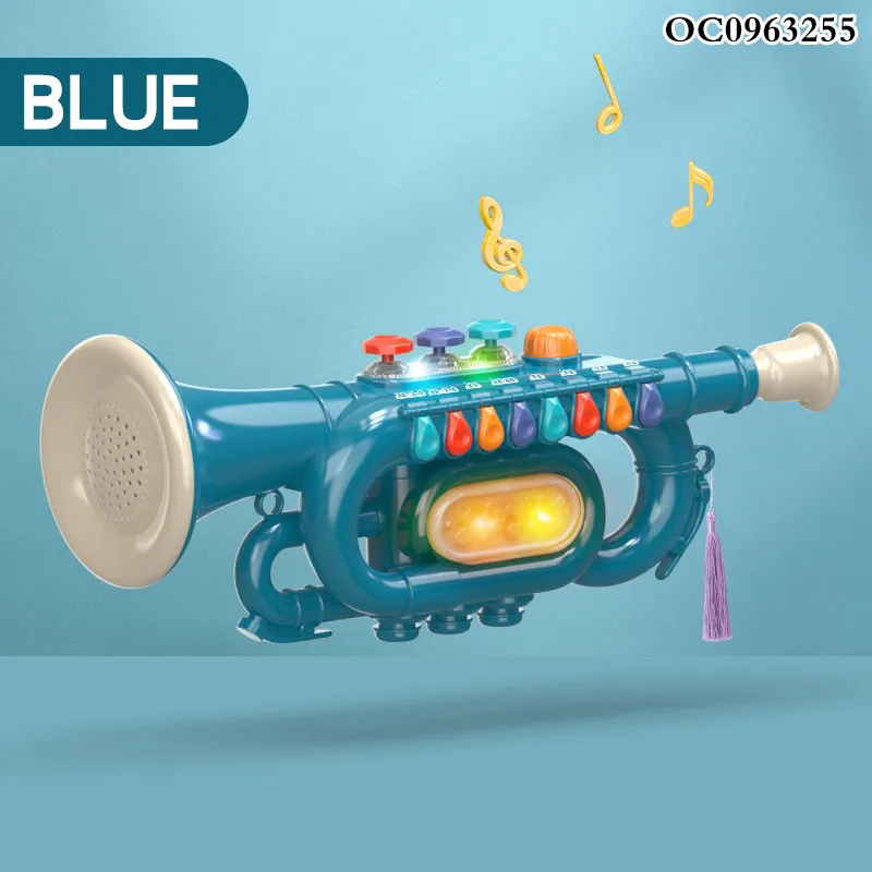 Wholesale Plastic Trumpet Musical Instruments Battery Operated Plastic Toy Instrument Trumpet for Kids