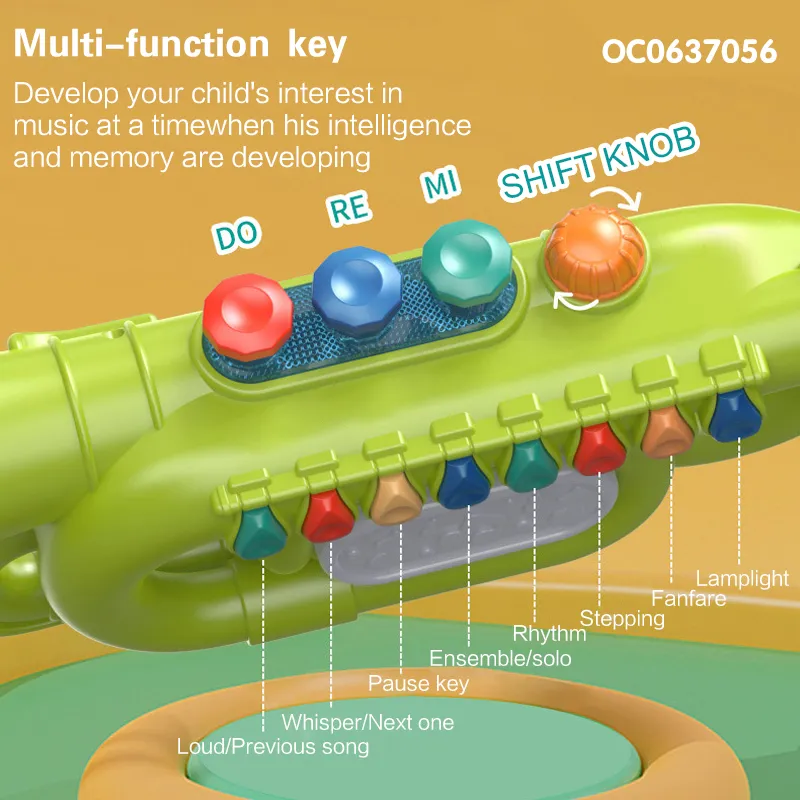 Wholesale Intellectual Plastic Musical Educational Toys Trumpet Instrument Electronic Horn for Kids