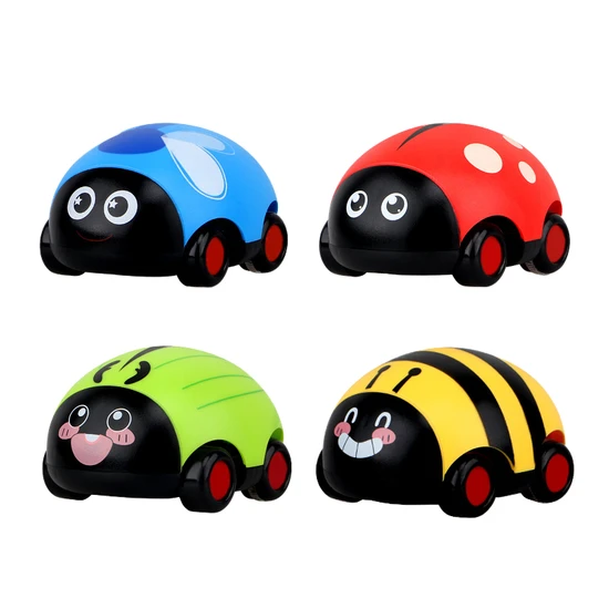 Wholesale 12PCS Plastic Insects Mini Double Pull Back Diecast Cute PC Model Toy Car for Baby Play
