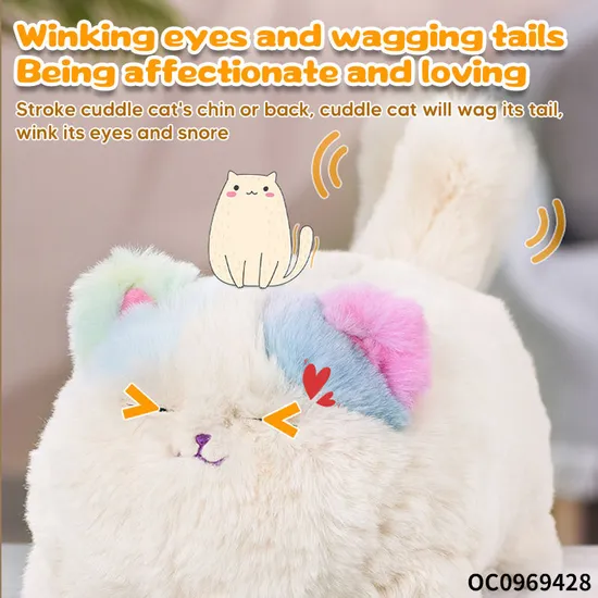 Wholesale Big Eyes Stuffed Animal Cute Doll Realistic Plush Small Cat Cartoon Electronic Toy with Sound