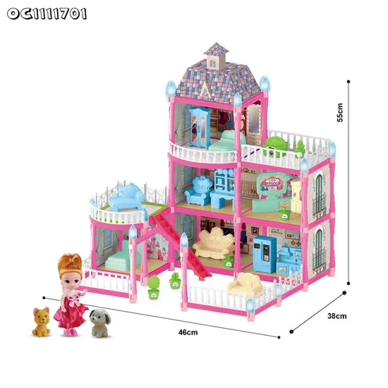 Wholesale Educational Doll House Model City Buildings Toddler Miniature Bunny Family Dollhouse Toys