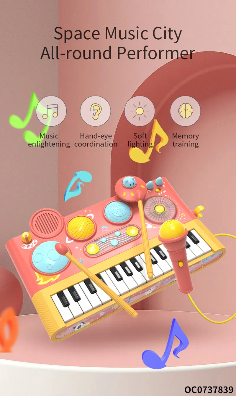 Wholesale Battery Montessori Sensory Hand Drum Montessori Early Learning Musical Instrument Piano Keyboard Toy