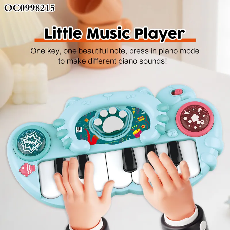 Wholesale Portable Baby Sensory Music Light-up Keyboard Hand Drum Musical Electronic Instruments Piano Toy with Flashing Light