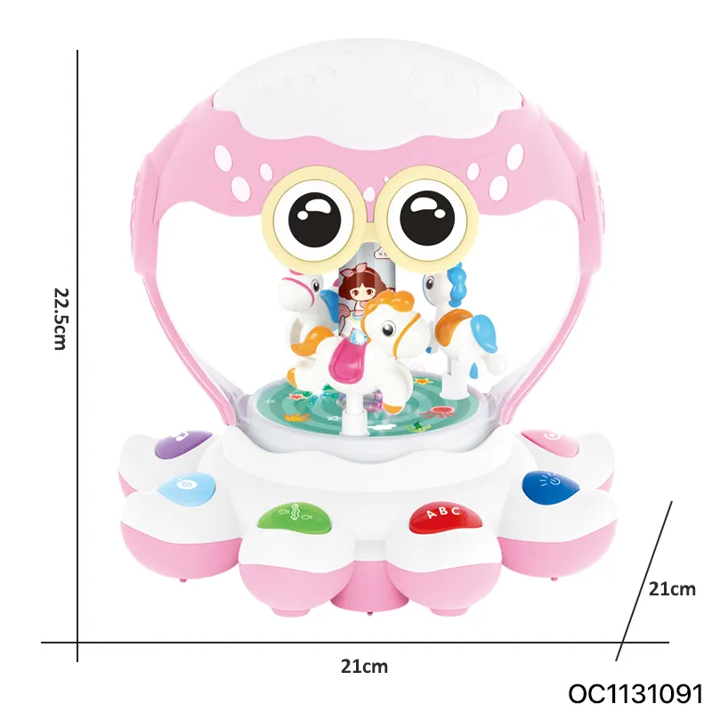 Wholesale Plastic Montessori Educational Interactive Musical Battery Operated Baby Hand Drum with Light and Music