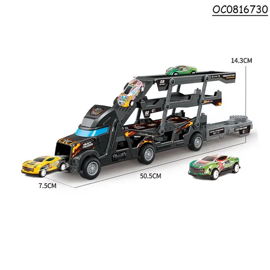 Wholesale Miniature Diecast Metal 6PCS Customized Alloy Cars Track Toy Truck Transport Car for Kids