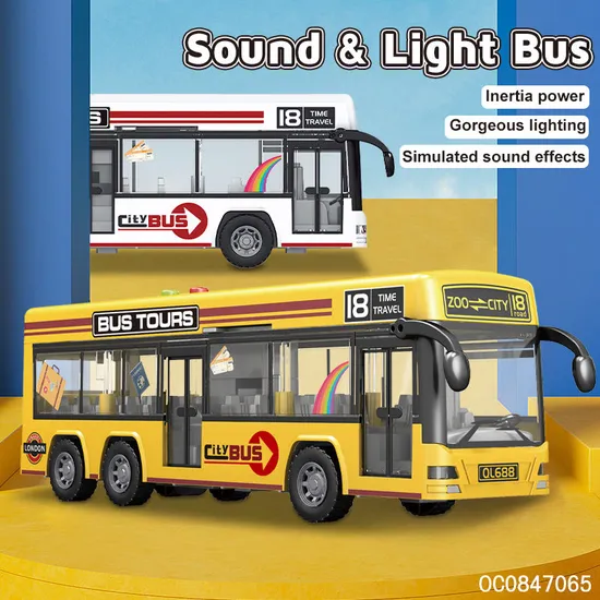Wholesale Children Friction Miniature Bus Baby Car Toy Model with Sound Light