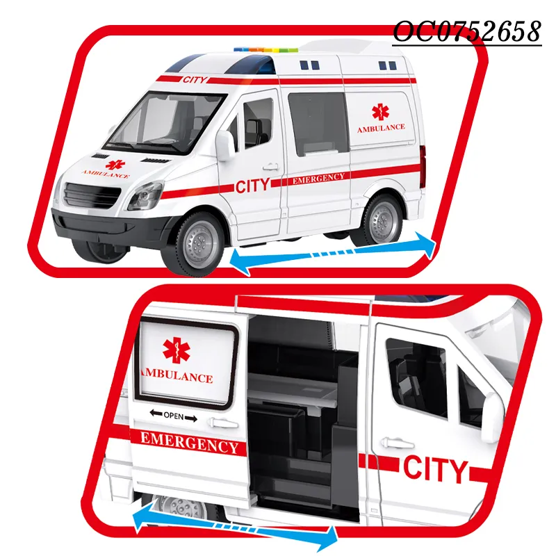 Wholesale Plastic Children Friction Ambulance Vehicle Truck Kids Car Toy with Sound Light
