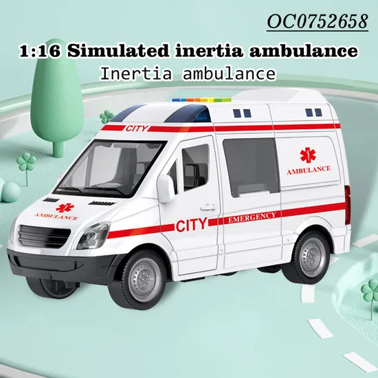 Wholesale Plastic Children Friction Ambulance Vehicle Truck Kids Car Toy with Sound Light