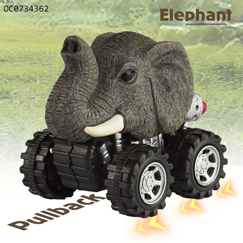 Wholesale Miniature Zebra Elephant Giraffe Lion Plastic Animals Small Pullback Cars Set Toy Car