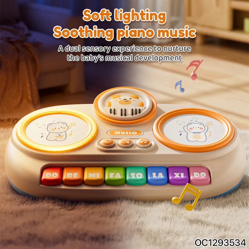 Wholesale Lighting Musical Cartoon Animal Electric Piano Keyboard Children Hand Drum Toy