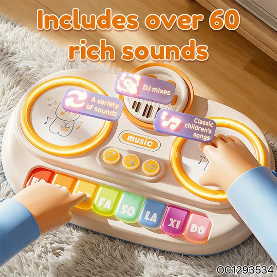 Wholesale Lighting Musical Cartoon Animal Electric Piano Keyboard Children Hand Drum Toy