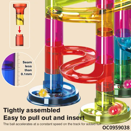 Flashing Slide Ball Track Transparent Big Building Block Marble Run Toy for Kids