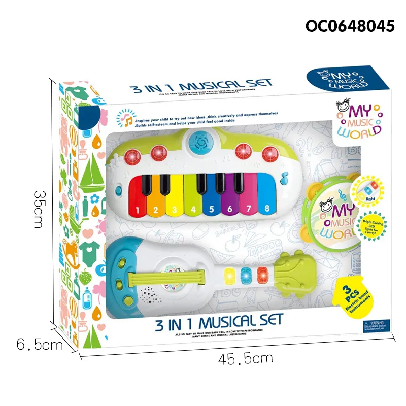 Wholesale 3 in 1 Plastic Keyboard Piano Musical Instruments Musical Toy Electric Guitars