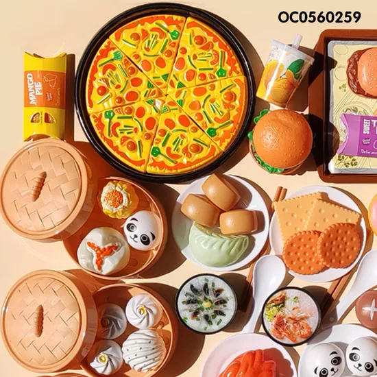 Wholesale 101 Pieces Felt Kitchens Plastic Pretend Play Food Educational Toy Gift Set for Kids