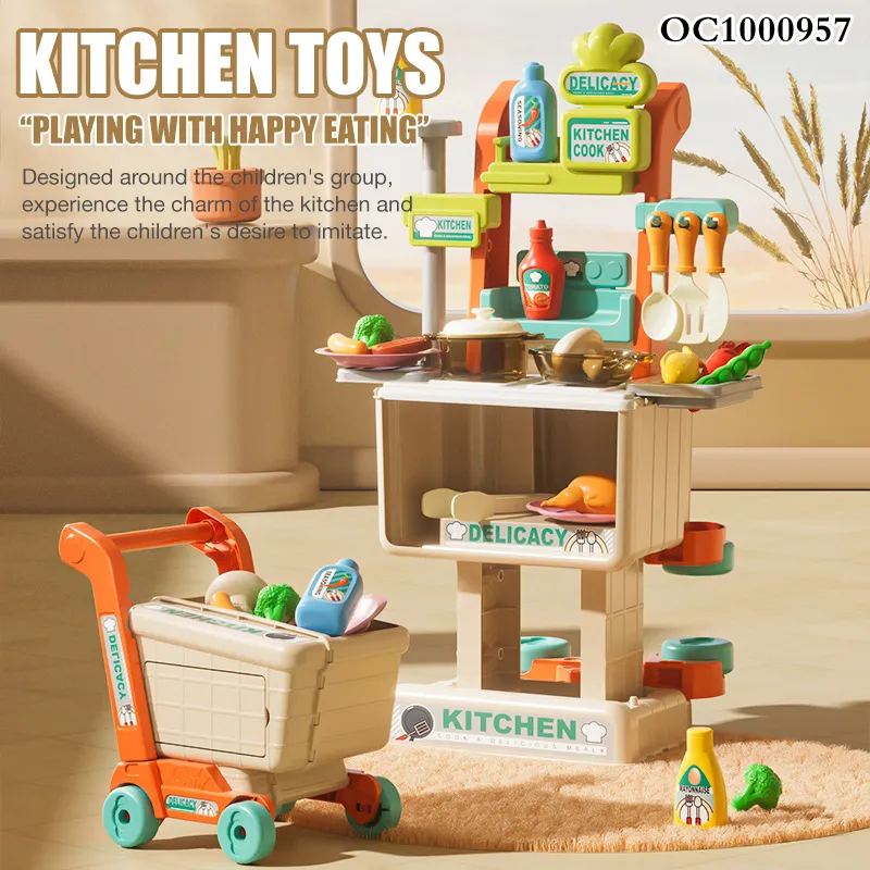 Wholesale Pretend Cooking Plastic Children House Play Big Kitchen Set Toy for Kids
