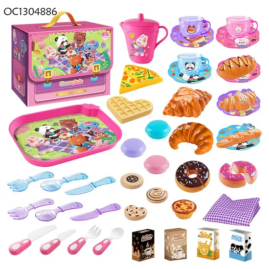 Wholesale Kids Party Pretend Play Food Kitchen Afternoon Tea Tableware Gift Toy Plastic Children House Play Set for Wholesale