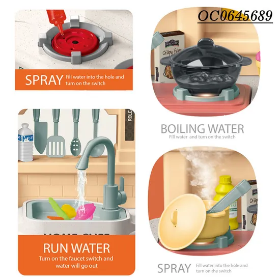 Plastic Cabinet Pretend Home Children House Kitchen Toys Play Set for Kids