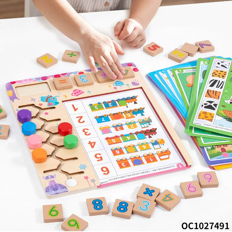 Montessori Wooden Jigsaw Puzzle Early Educational Board Animal Math Number Toy for Kids Cognition Matching &amp; Counting Puzzle