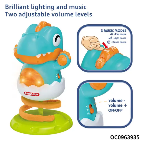 Cute Dinosaur Bouncing Animal Musical Gift Set of Electronic Toys for Baby Sensory Activity
