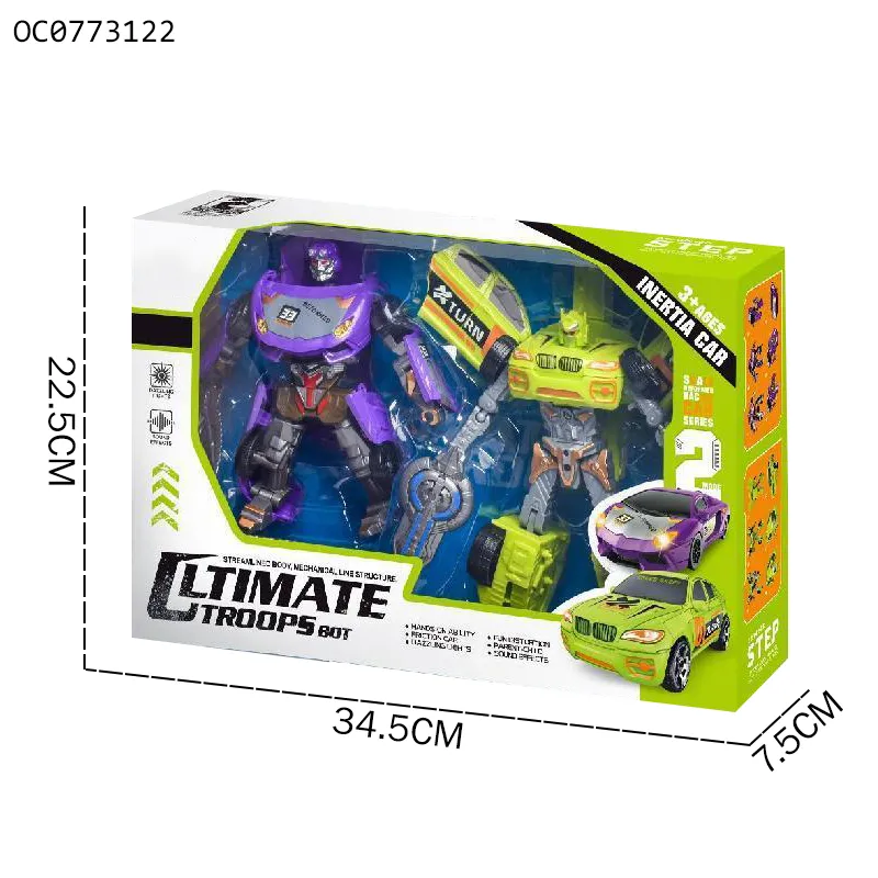 New Arrival Cool Plastic Small Robot Deformation Dinosaur Car Toy for Kids
