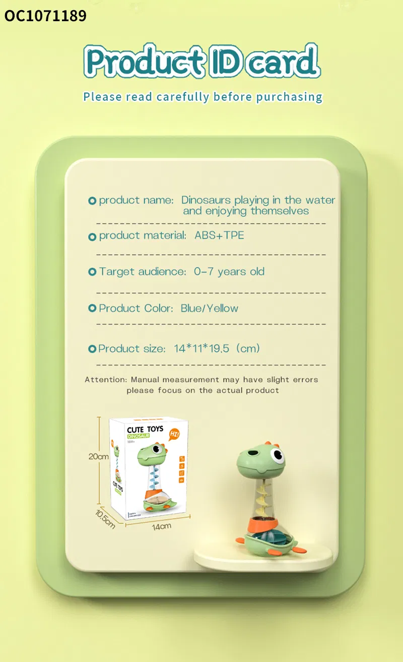 Wholesale Children Cartoon Dinosaur Design Educational Water Play Baby Bathroom Bath Shower Toy