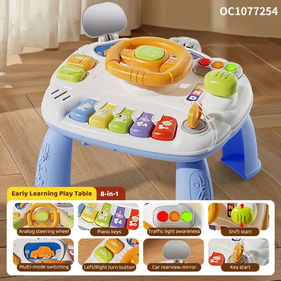 Multifunctional Montessori Battery Operated Toy Soothing Musical Steering Wheel Spinning Educational Activity Toy for Children