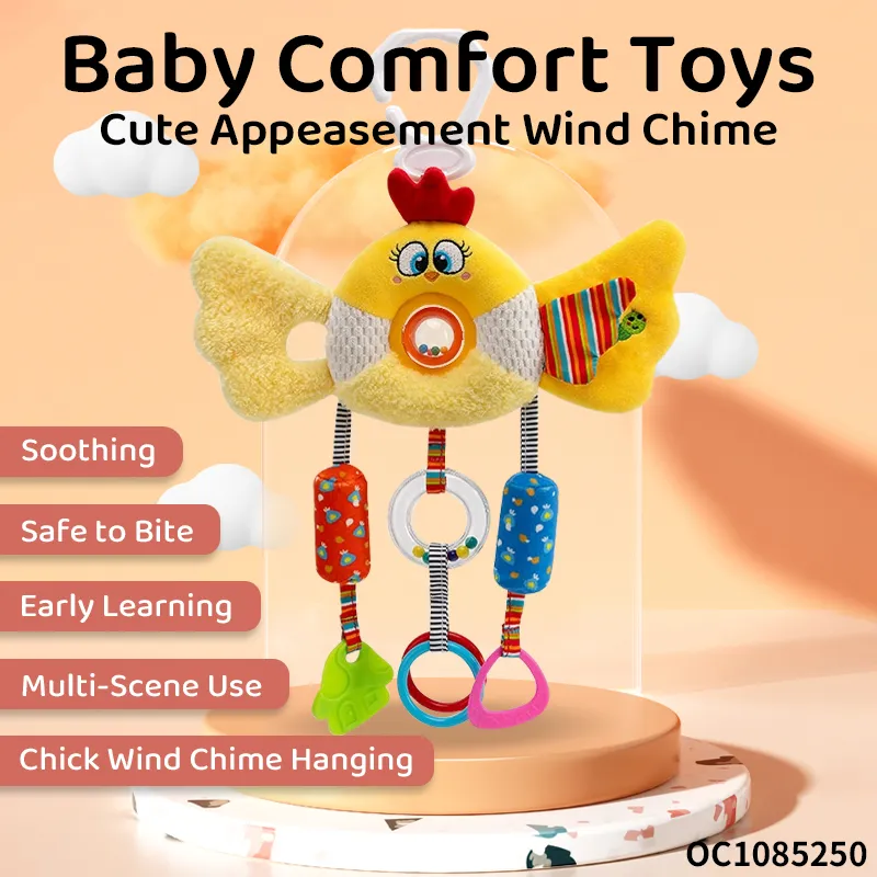 Cartoon Chick Custom Decorative Mobile Crib Hanging Rattle Plastic Hook Plush Doll Soft Toy Plastic Baby Soothing Toys