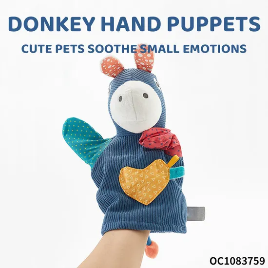 Wholesale Stuffed Montessori Sensory Baby Donkey Plush Hot Selling Hand Puppet Toy Doll