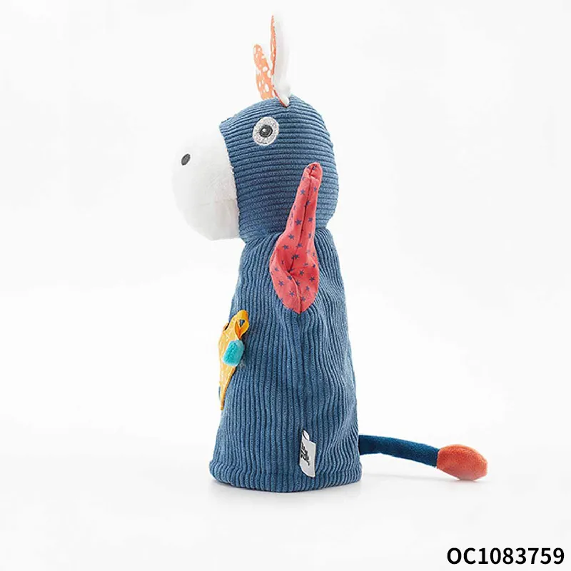 Wholesale Stuffed Montessori Sensory Baby Donkey Plush Hot Selling Hand Puppet Toy Doll