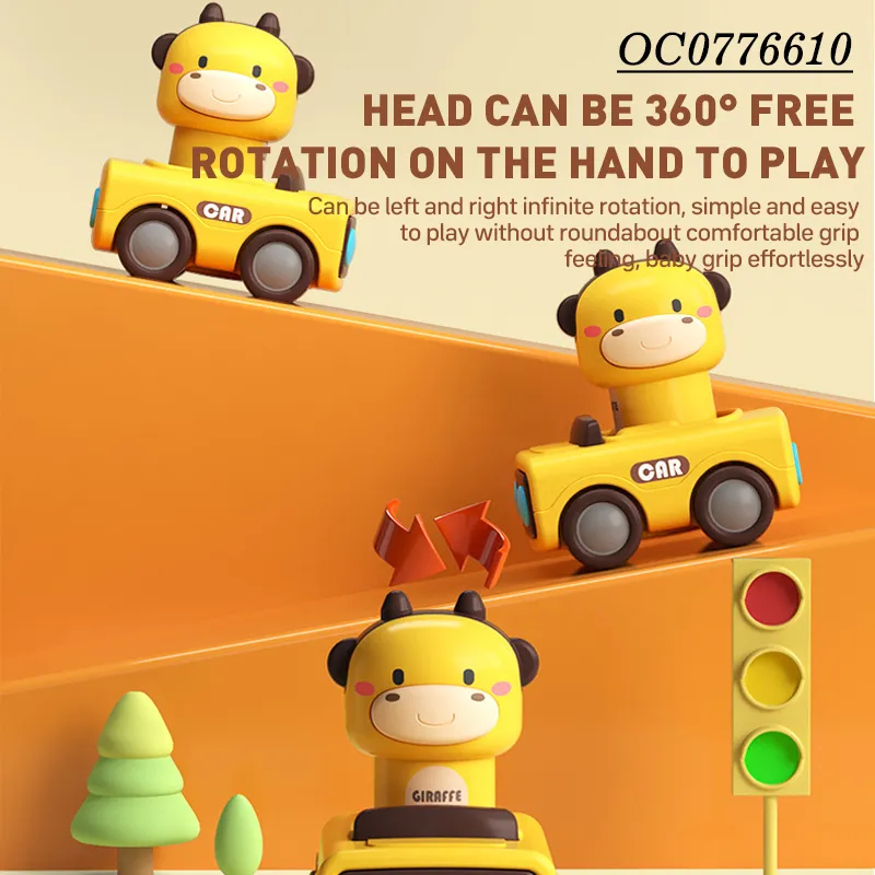 Wholesale Miniature Children Hot Selling Plastic Cute Cow Push Press and Go Animal Toy Car for Baby