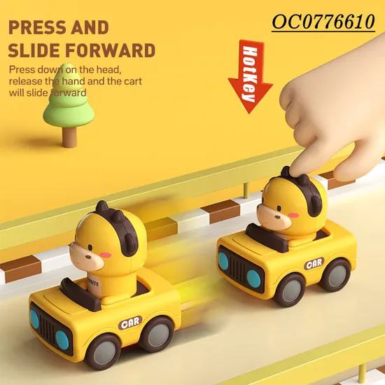 Wholesale Miniature Children Hot Selling Plastic Cute Cow Push Press and Go Animal Toy Car for Baby