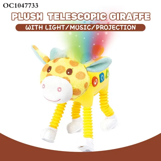 Wholesale Stuffed Sensory Sound & Light Night Giraffe Stuffed Animal Long Plush Toy for Baby