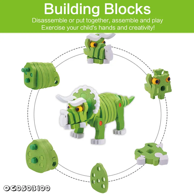 Creative Learning Game Kids Brain Development Toys Latest 3D Triceratops DIY Assemble Dinosaur Model Toy