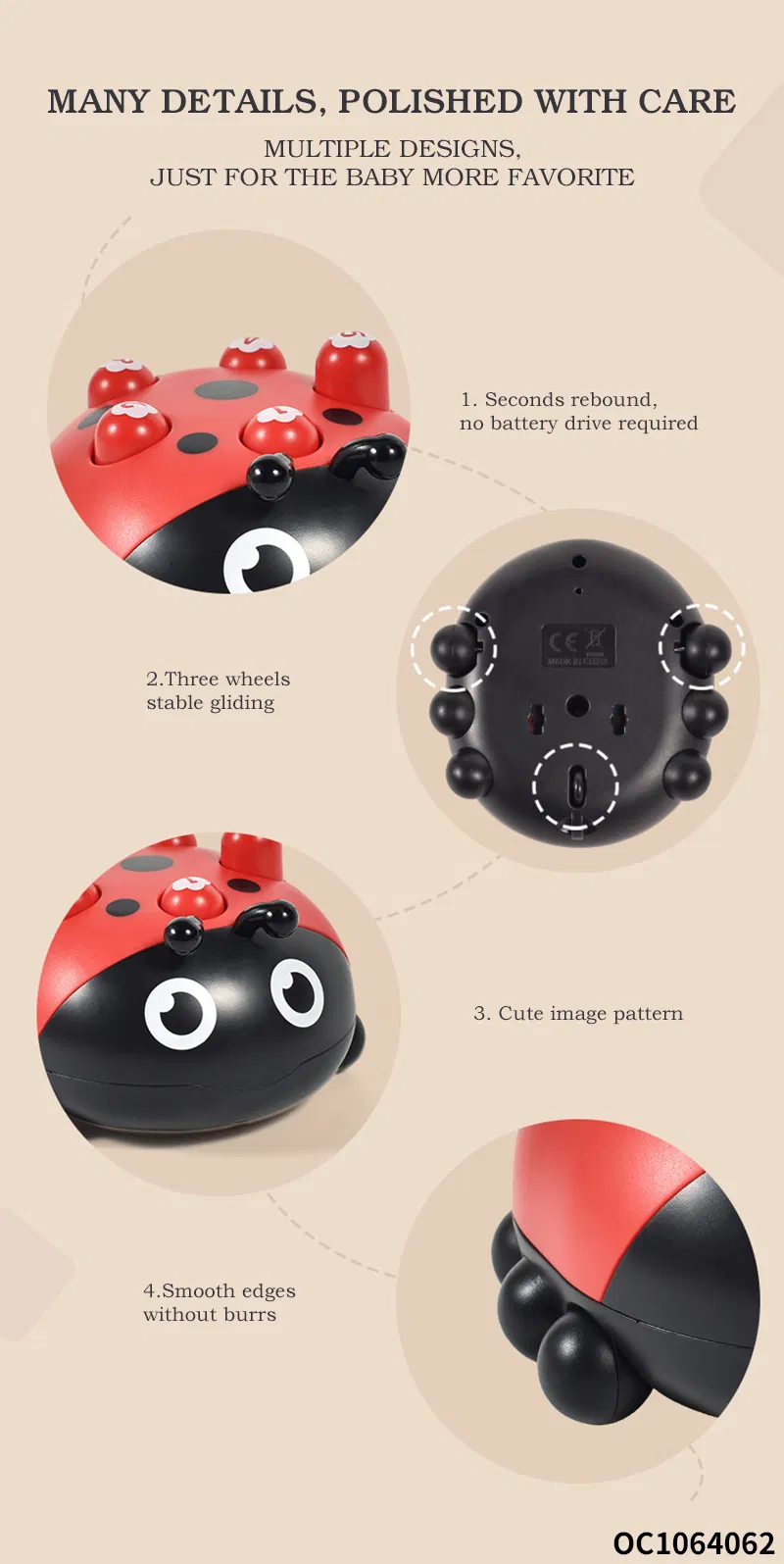 Wholesale Montessori Kid Insect Car Press Button Whack a Mole Children Exercise Interactive Game Hammer Toy
