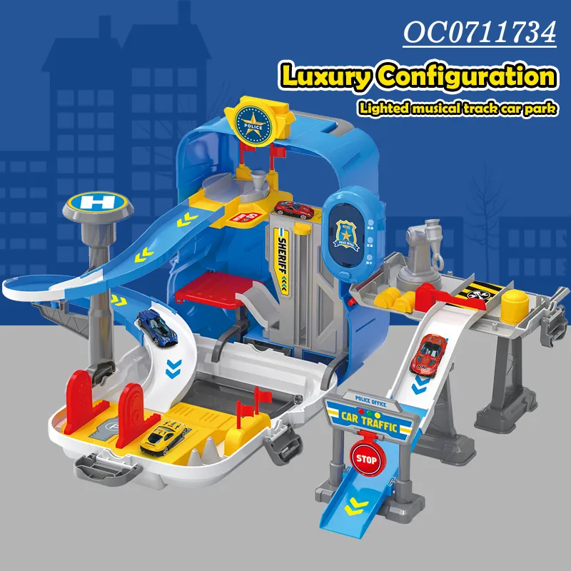 2in1 Trolley Suitcase Electronic Track Garage Parking Lot Kids Classic Toys with 6PCS Mini Alloy Car Toys