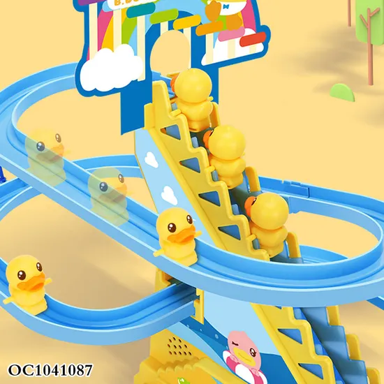 Hot Sell Little Yellow Duck Goes up The Stairs and Down The Slide Electric Duck Track Music Lights Children's Toys